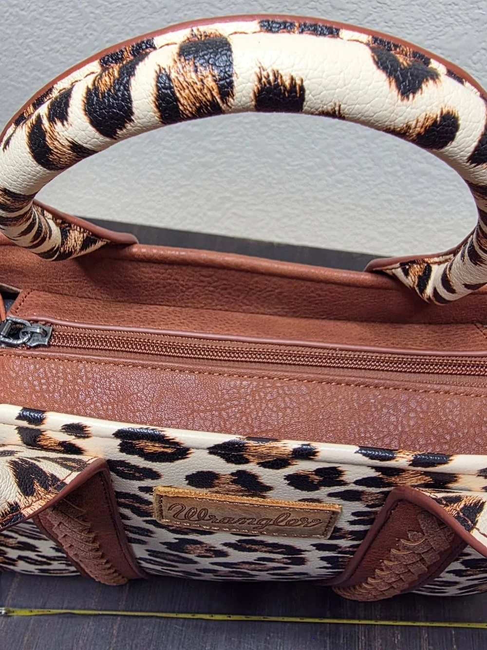 Wrangler Leopard Print Tote with Tan Trim